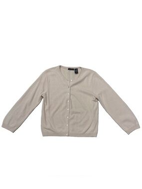ABSOLU Light Peach Lambswool Blend Button Up Sweater Lightweight Lux Sz L EUC